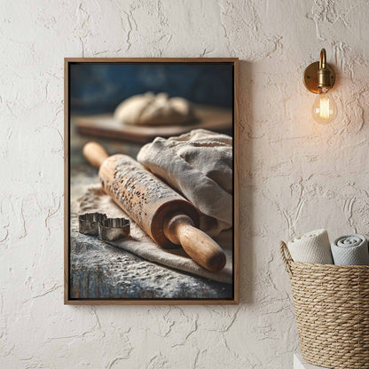 Rustic Kitchen Baking Canvas Art – styled room view 4