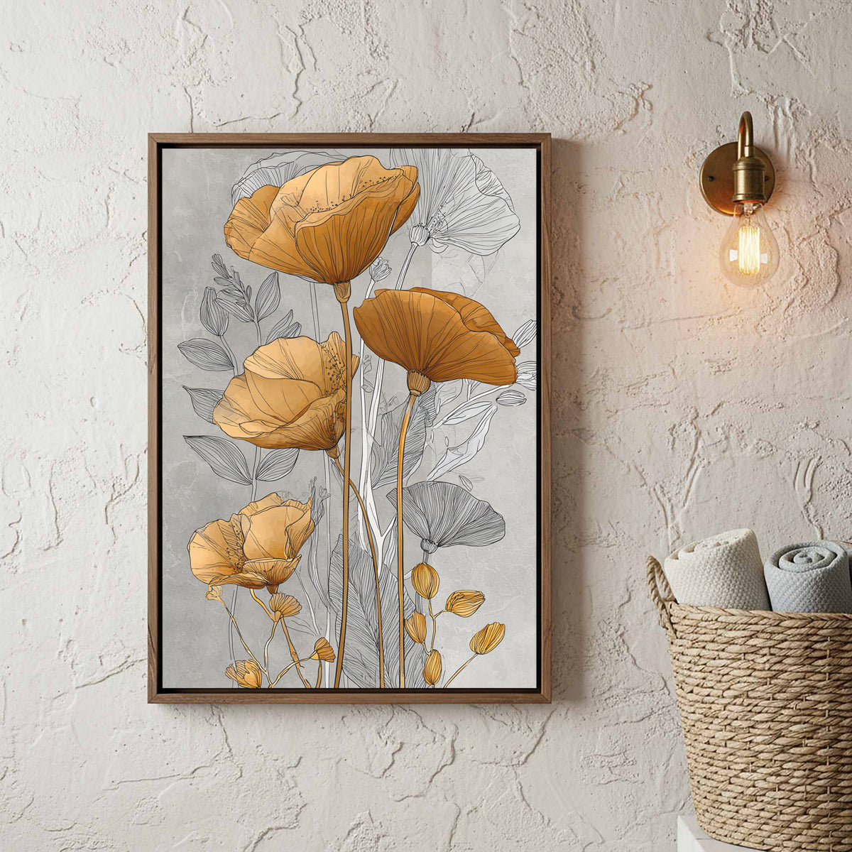 Modern Floral Wall Art Print – styled room view 3