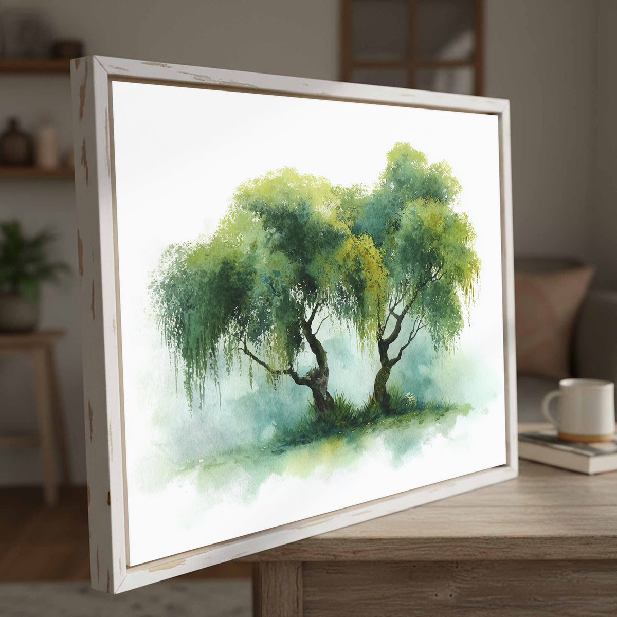 Weeping Willow Watercolor Print – styled room view 3