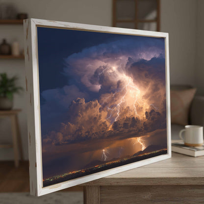 Lightning Storm Canvas Print – styled room view 2