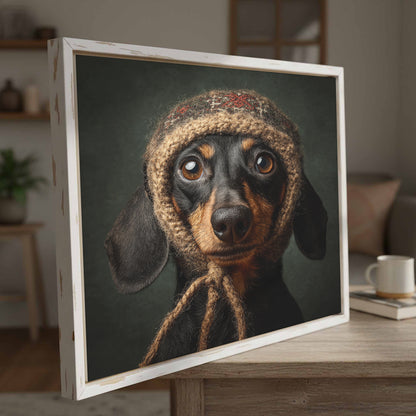 Dachshund German Hat Canvas Print – styled room view 4