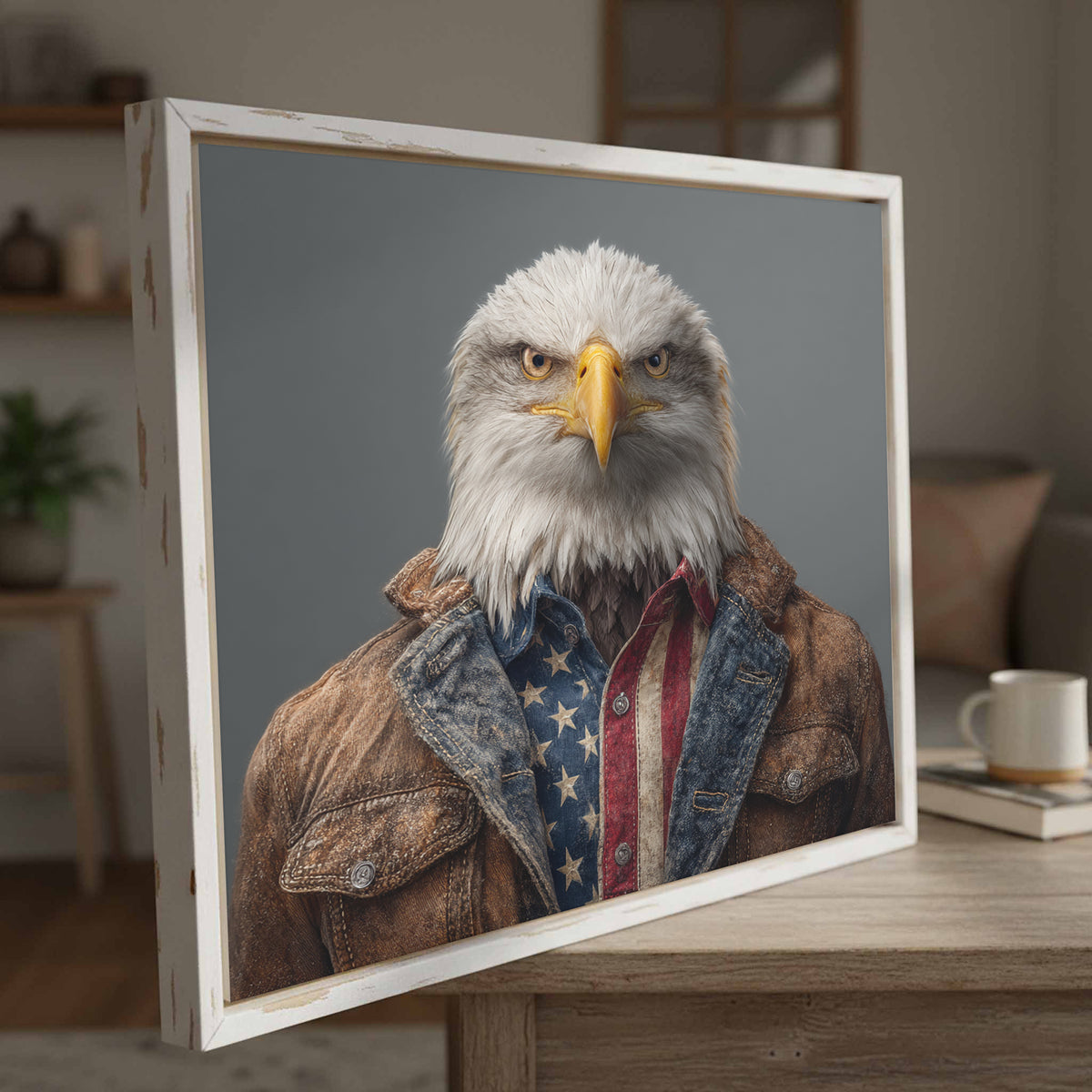 Patriotic Eagle Canvas Wall Art – styled room view 4