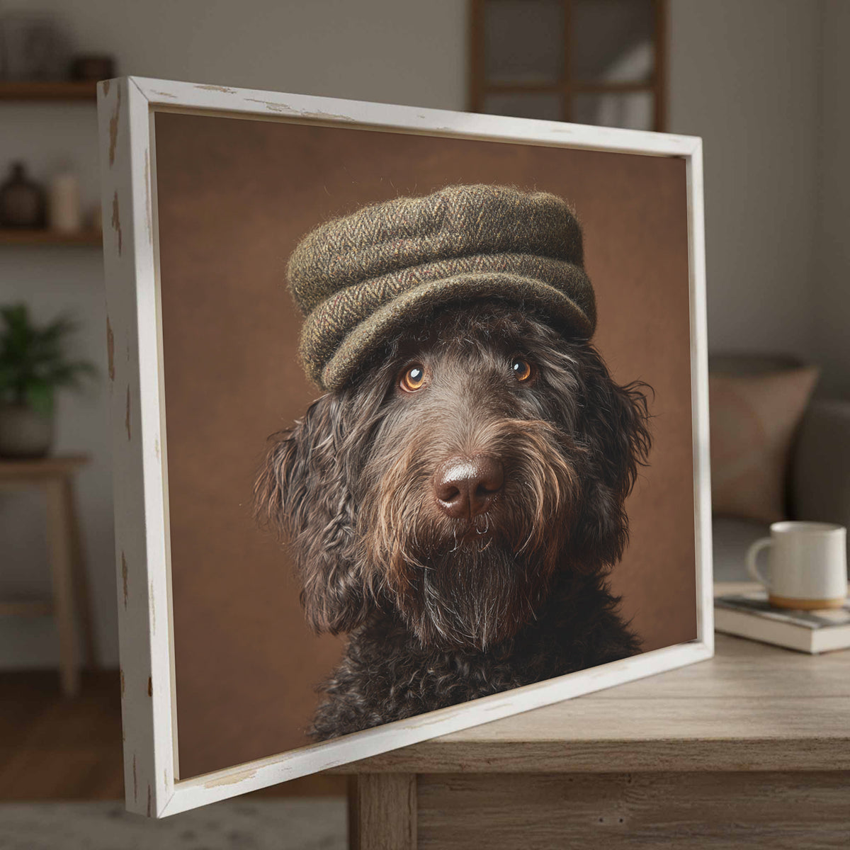 Labradoodle Dog Portrait Canvas Print – styled room view 5