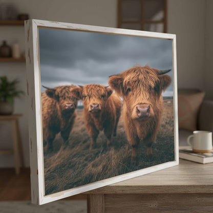 Highland Cow Canvas Wall Art – styled room view 4