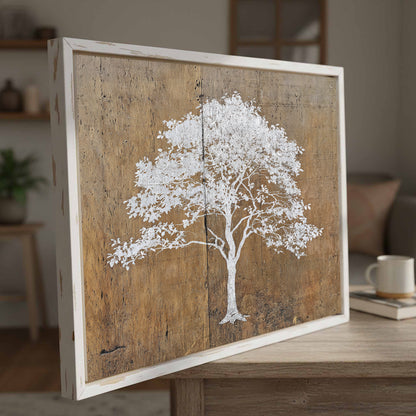 White Tree Silhouette Wall Art – styled room view 2