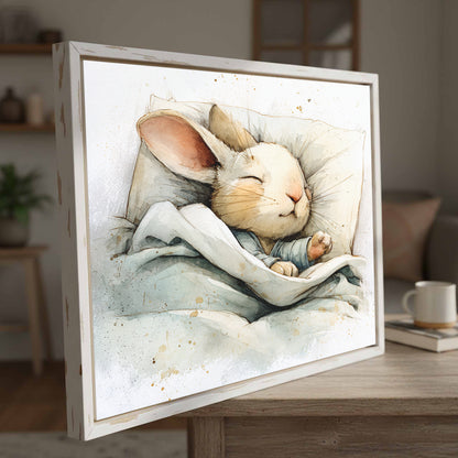 Sleeping Rabbit Canvas Print – styled room view 4
