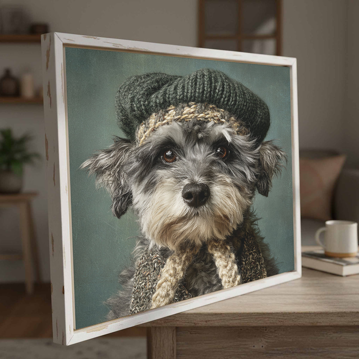 Schnoodle Dog Canvas Wall Art – styled room view 4