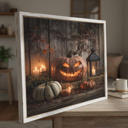 Halloween Jack O Lantern Canvas Wall Art – styled room view 3
