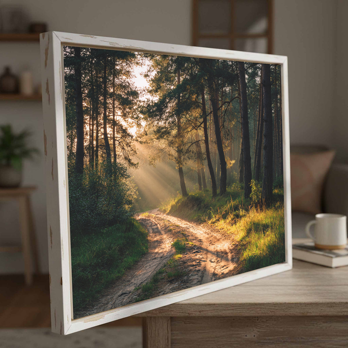 Forest Path Canvas Print – styled room view 4