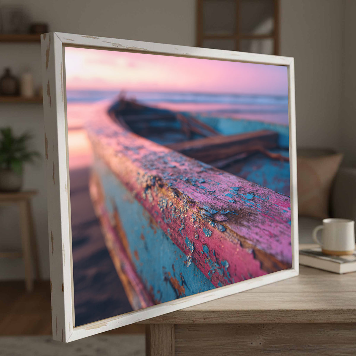 Vintage Surfboard Canvas Print – styled room view 3