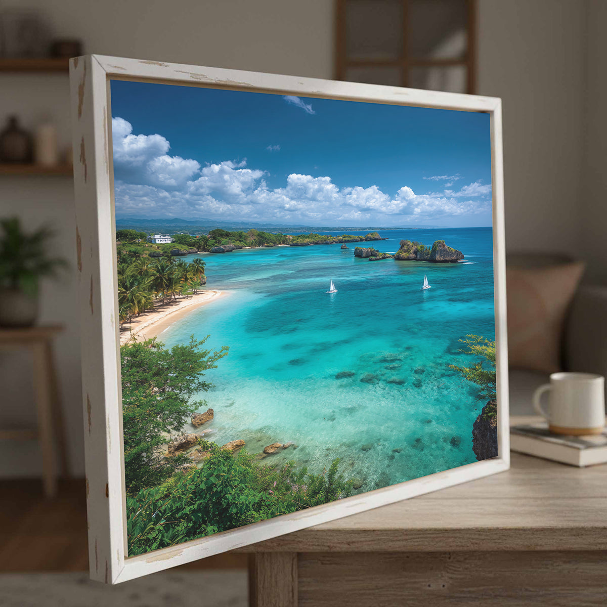 Tropical Beach Canvas Print – styled room view 2