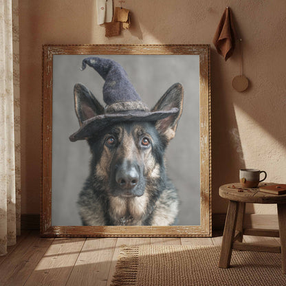 German Shepherd Dog Wizard Hat Canvas Wall Art Print — product image 4