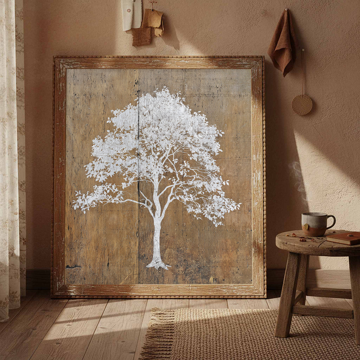 White Tree Silhouette Wall Art – styled room view 3