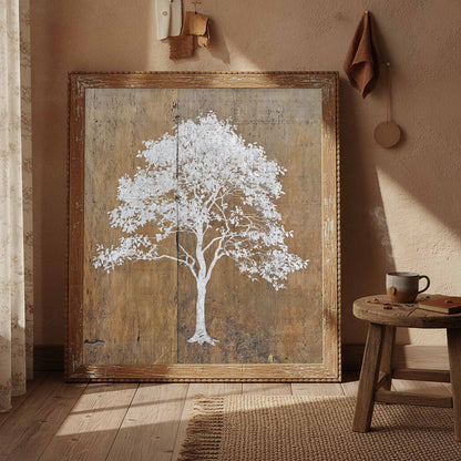 White Tree Silhouette Wall Art – styled room view 3