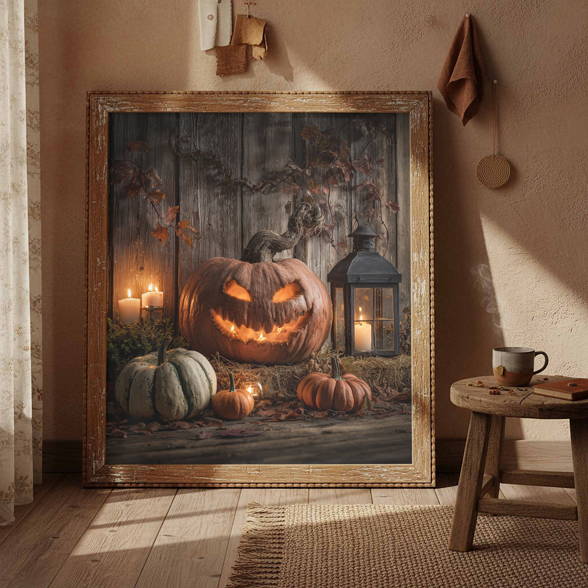 Halloween Jack O Lantern Canvas Wall Art – styled room view 4