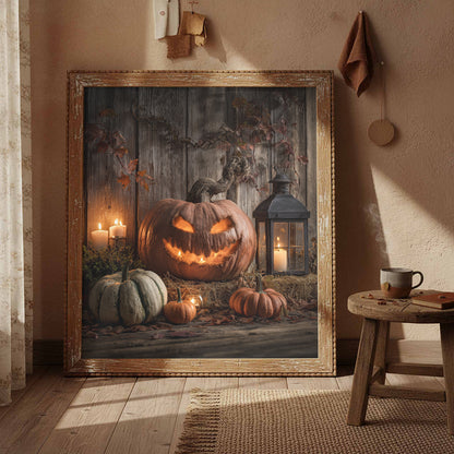 Halloween Jack O Lantern Canvas Wall Art – styled room view 4