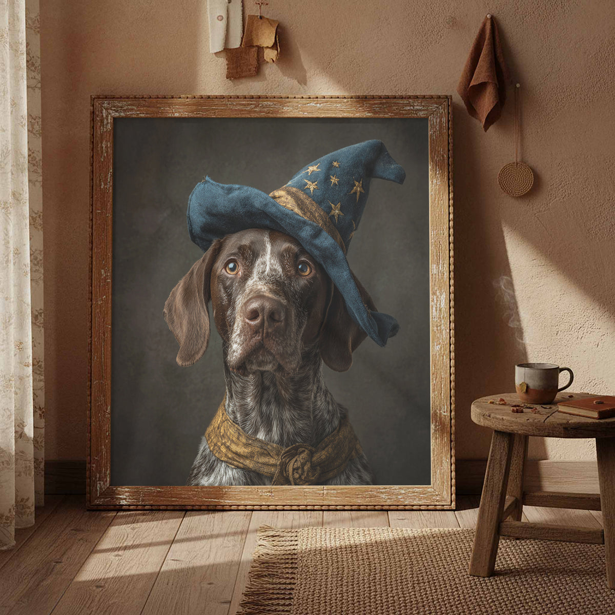 German Shorthaired Pointer Wizard Hat Canvas Wall Art Print – styled room view 4