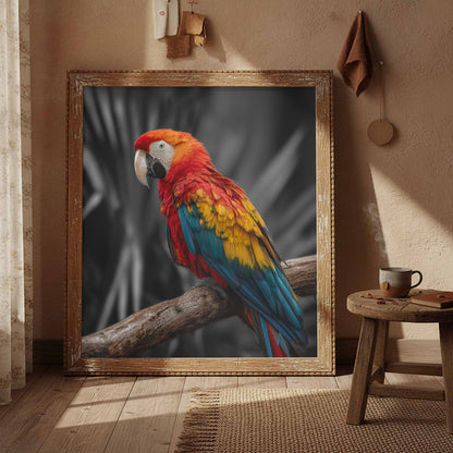 Scarlet Macaw Parrot Canvas Wall Art – styled room view 4