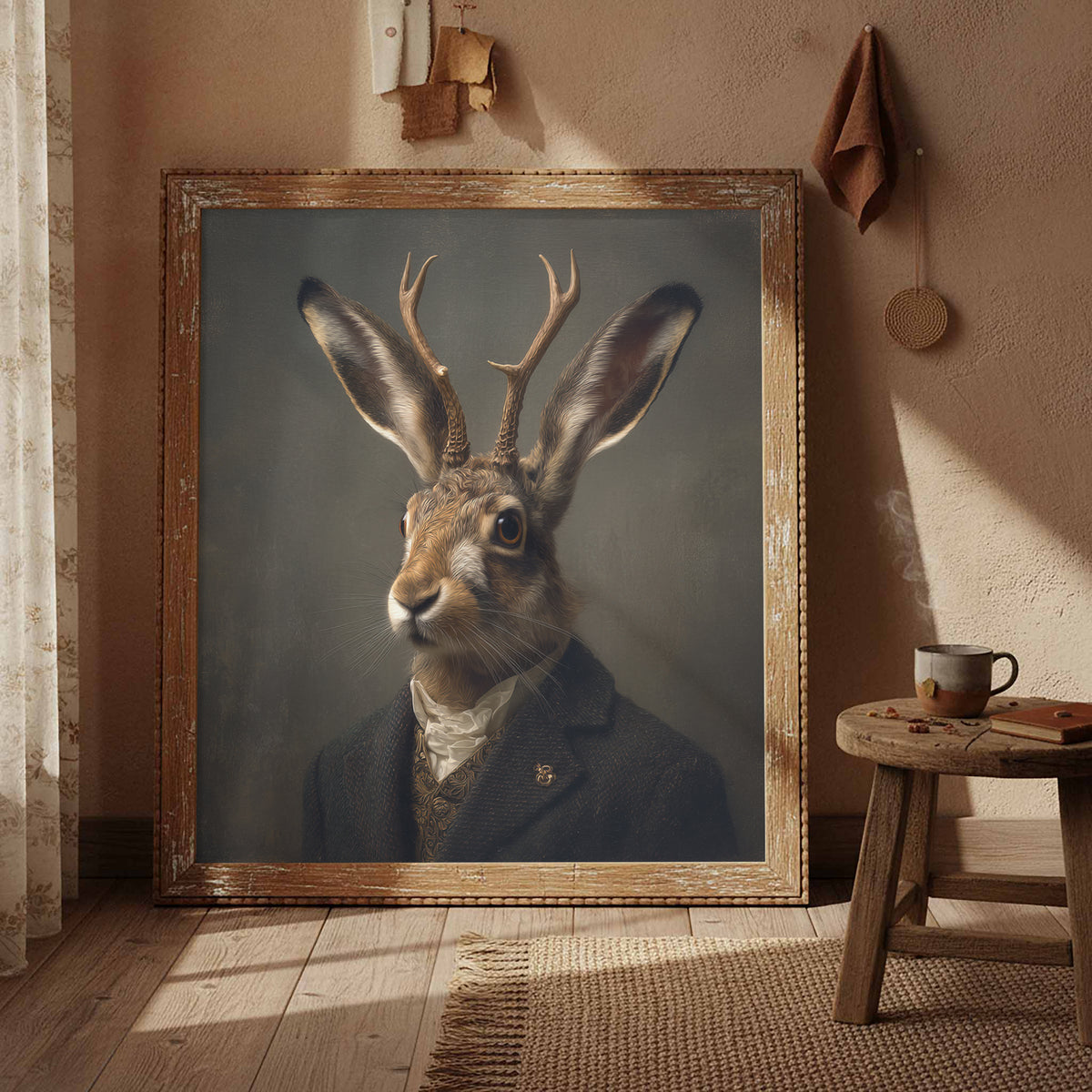 Jackalope Portrait Print – styled room view 3