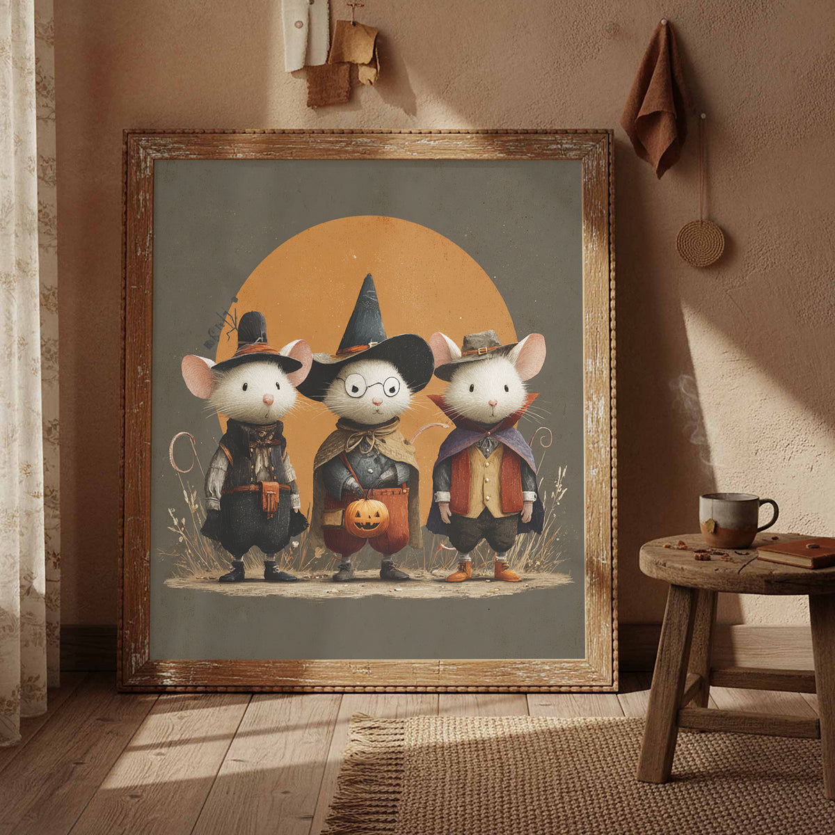 Halloween Mice Canvas Print – styled room view 3