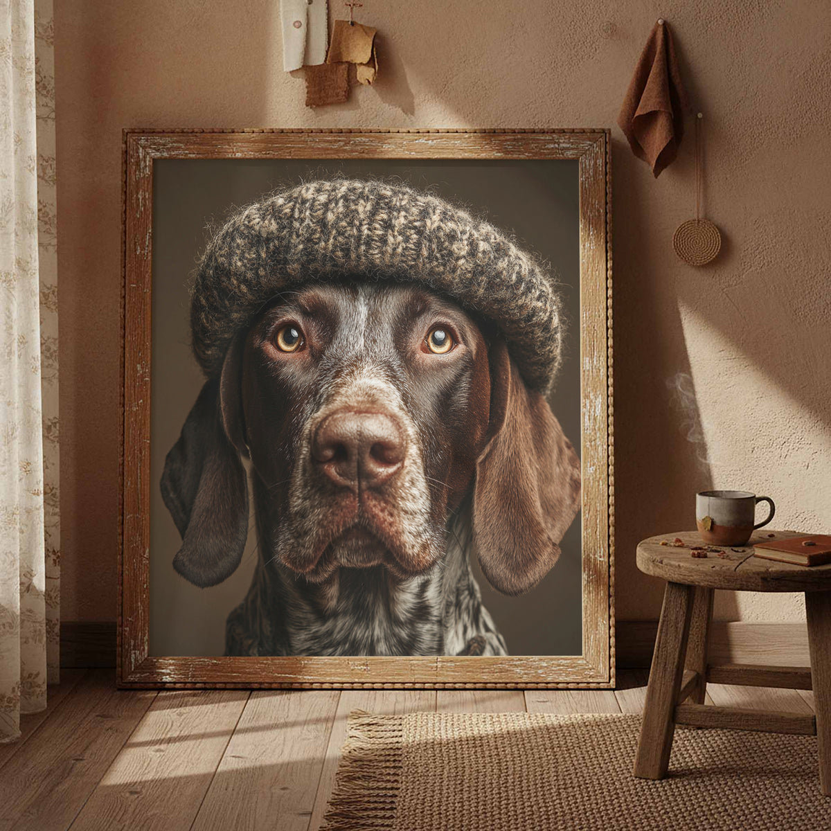 German Shorthaired Pointer Canvas Art – styled room view 4