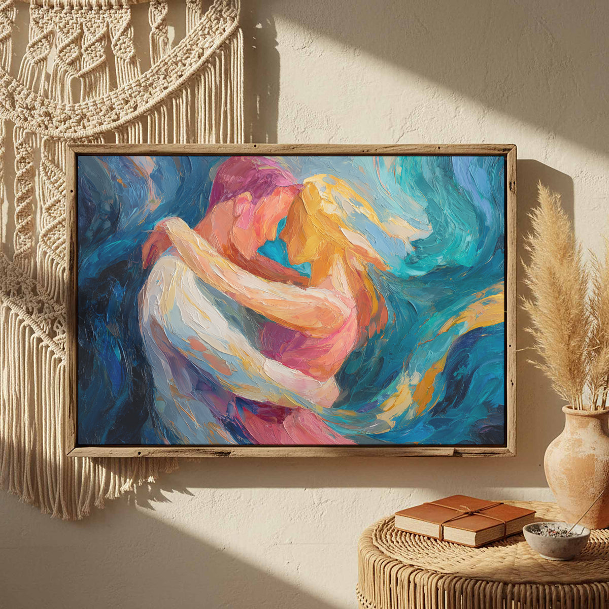 Abstract Intimate Canvas Art – styled room view 2