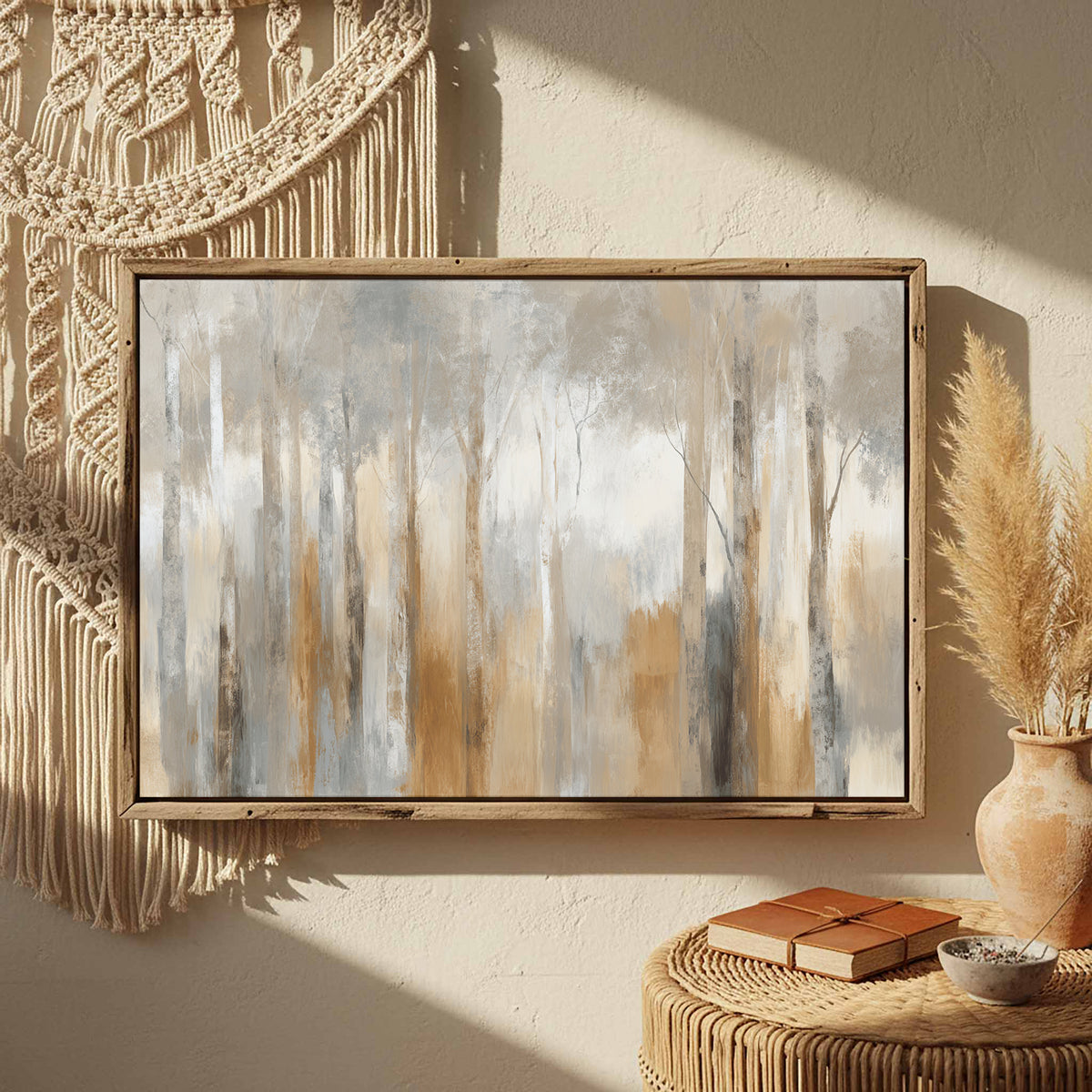 Abstract Forest Canvas Wall Art – styled room view 4
