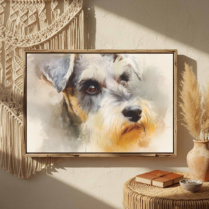 Miniature Schnauzer Canvas Art – styled room view 2