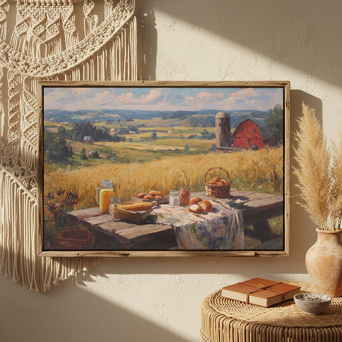 Midwest Farmhouse Still Life Canvas Print – styled room view 2