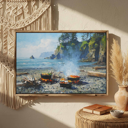 Coastal Impressionist Canvas Art – styled room view 4