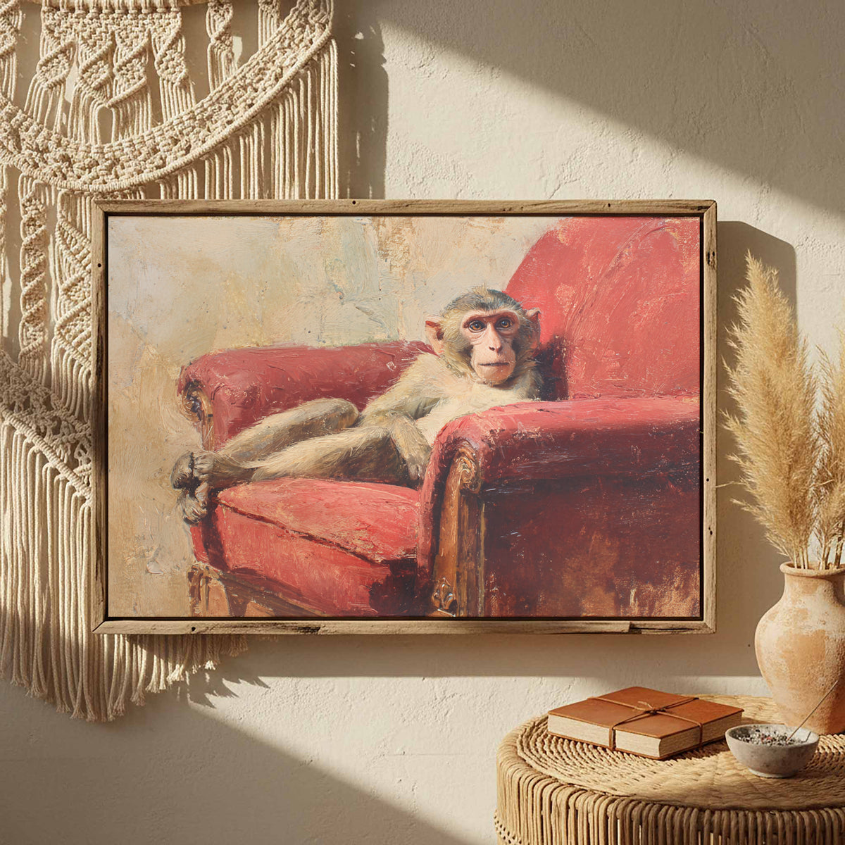 Monkey Armchair Canvas Print – styled room view 4
