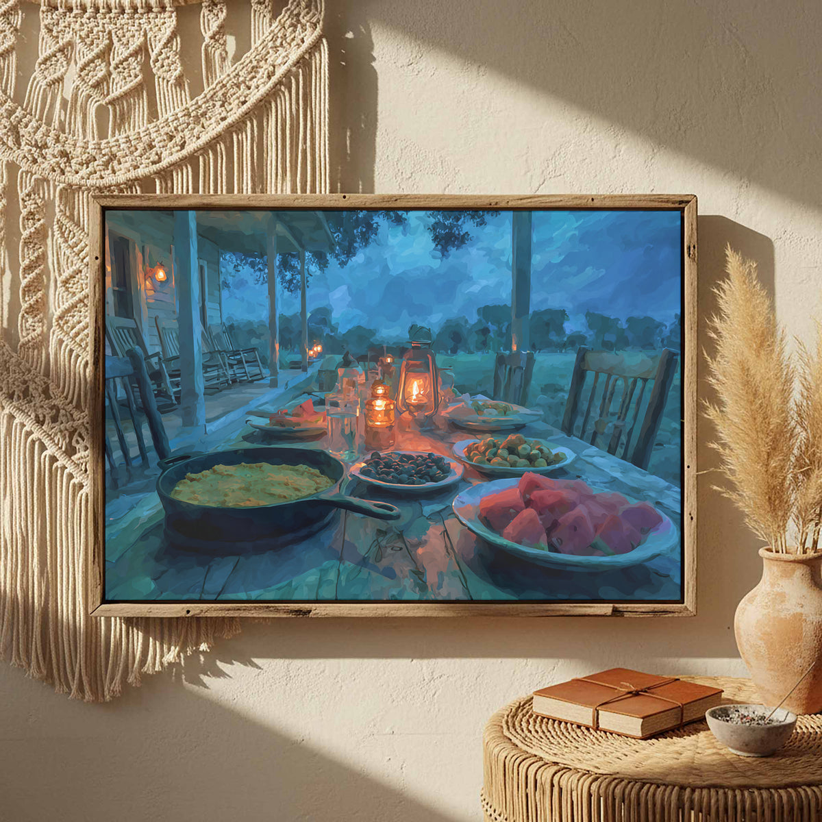 Southern Farmstead Dinner Canvas Print – styled room view 4