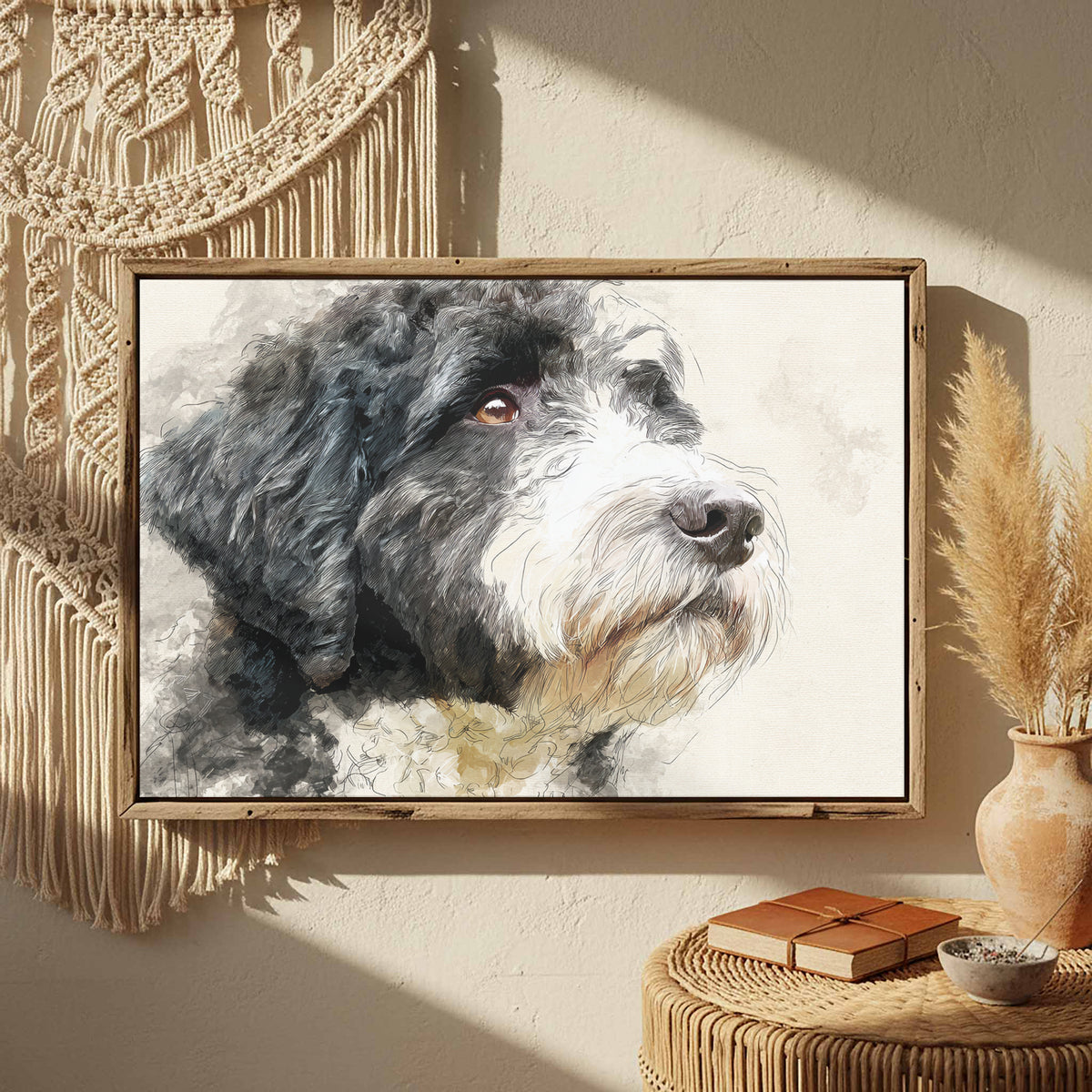 Portuguese Water Dog Canvas Print – styled room view 3