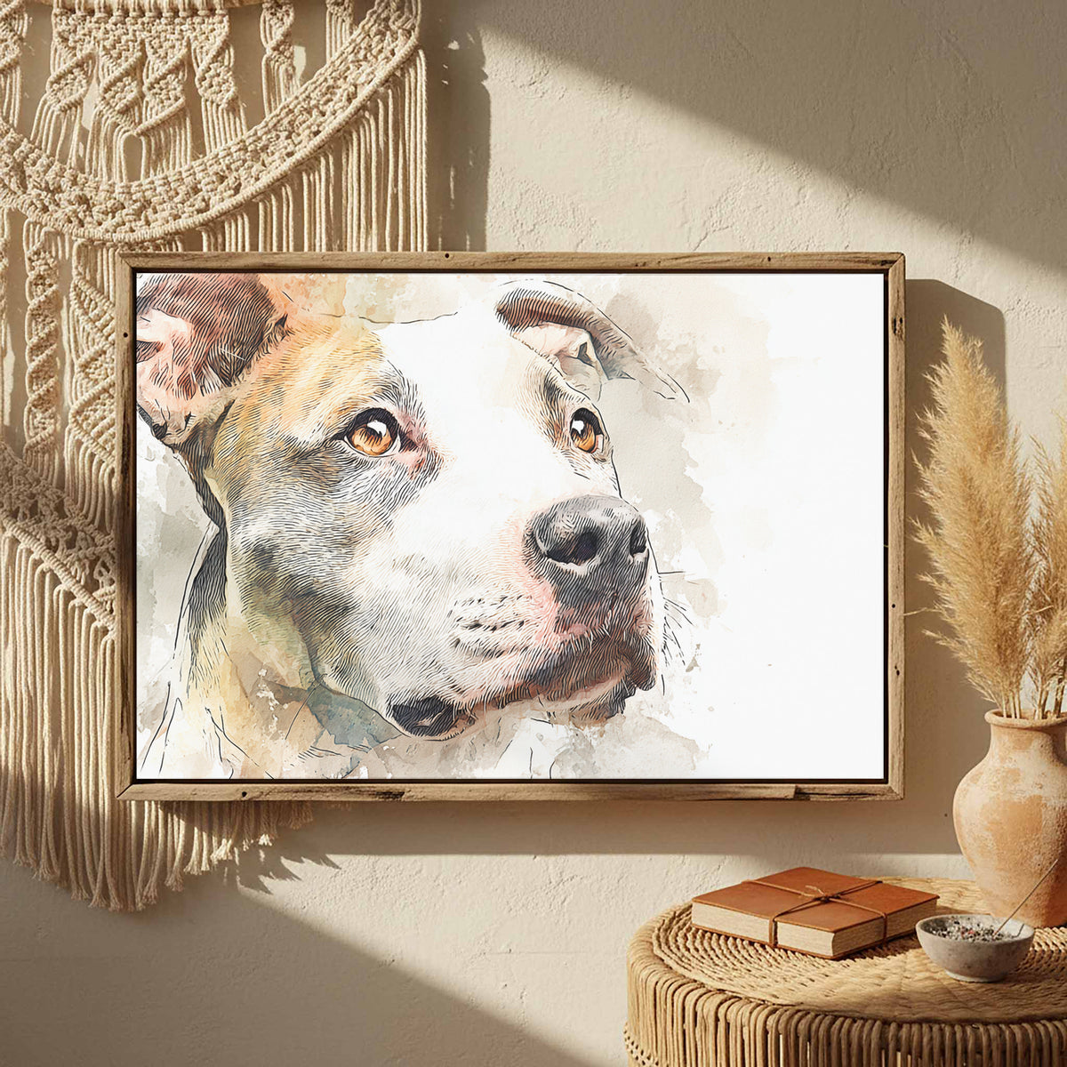 Pit Bull Terrier Canvas Wall Art – styled room view 2