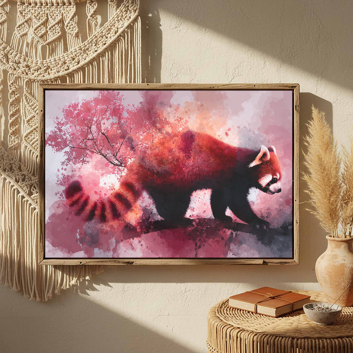 Red Panda Canvas Wall Art – styled room view 2