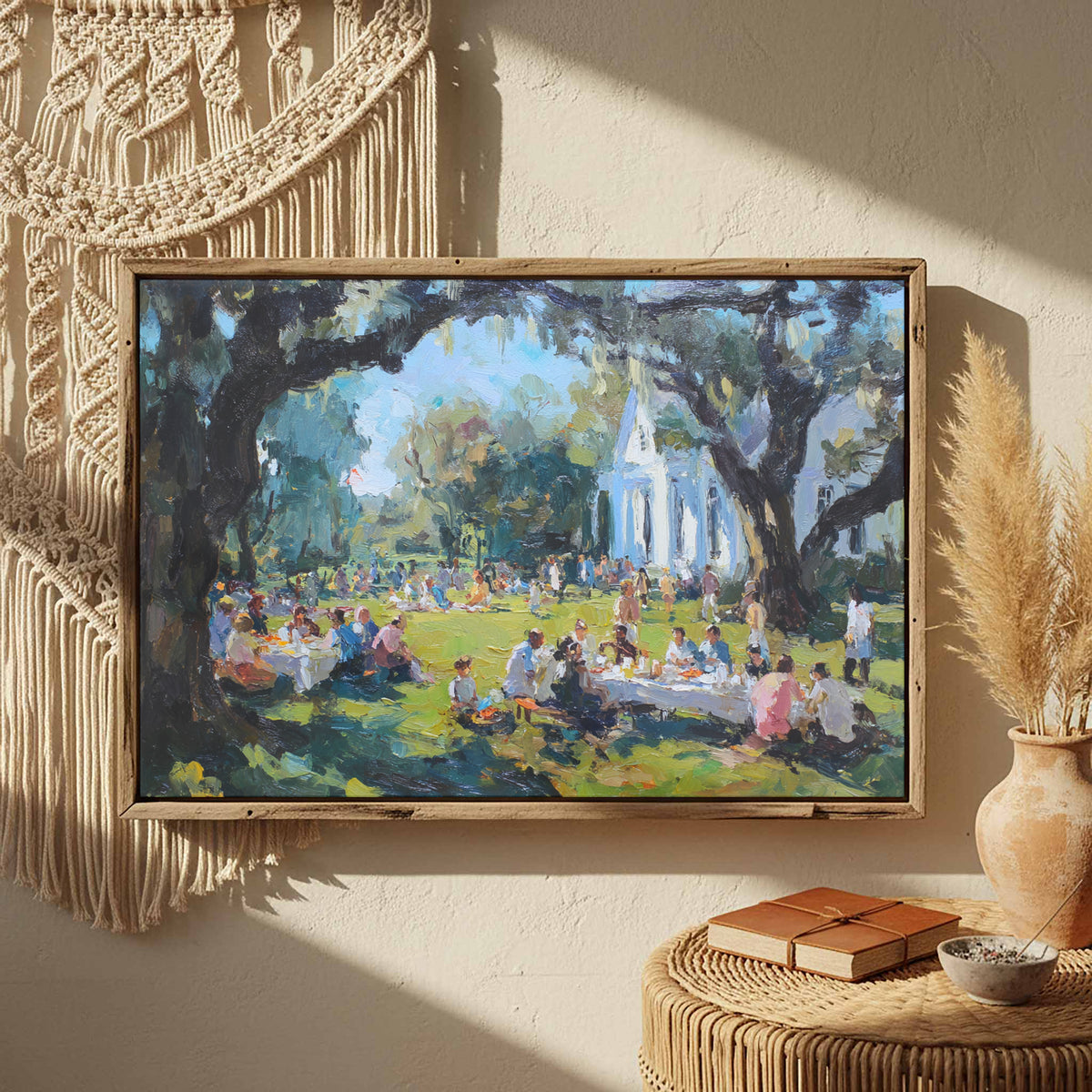 Southern Church Picnic Canvas Print – styled room view 4