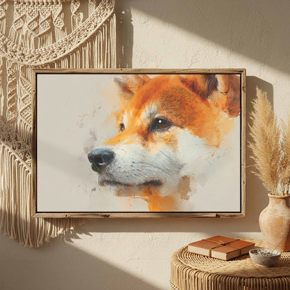 Shiba Inu Dog Portrait Canvas Wall Art – styled room view 3