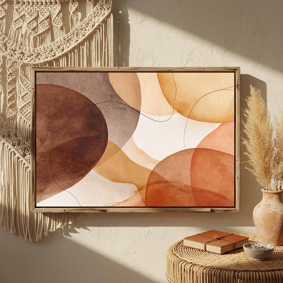 Abstract Watercolor Canvas Print – styled room view 2