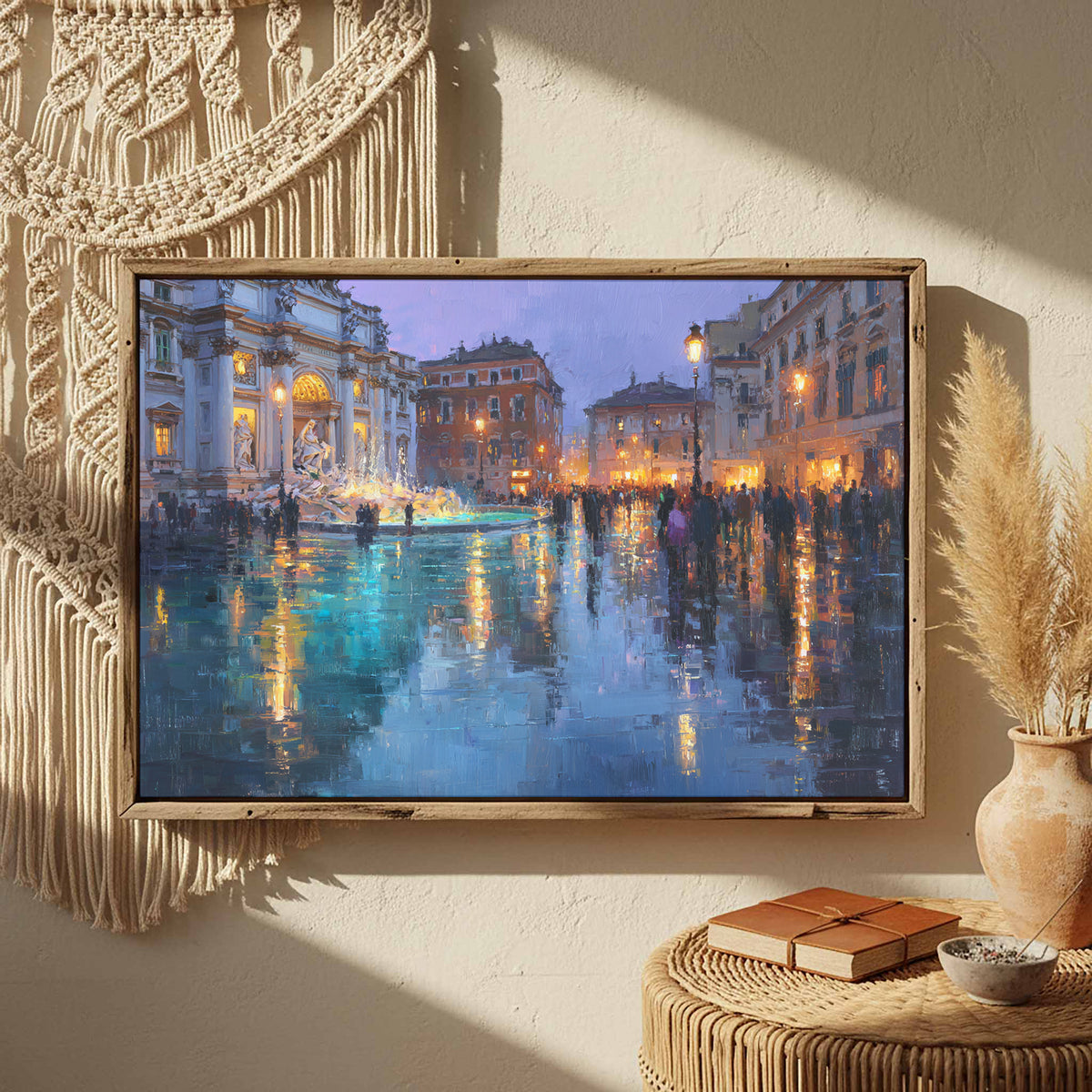 Trevi Fountain Canvas Print – styled room view 5