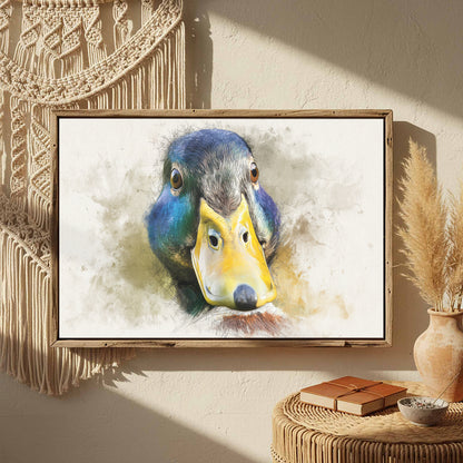 Duck Portrait Canvas Wall Art – styled room view 3