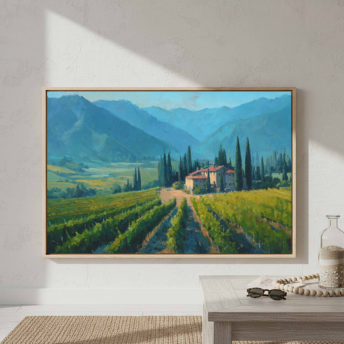 Tuscan Vineyard Canvas Art – styled room view 4