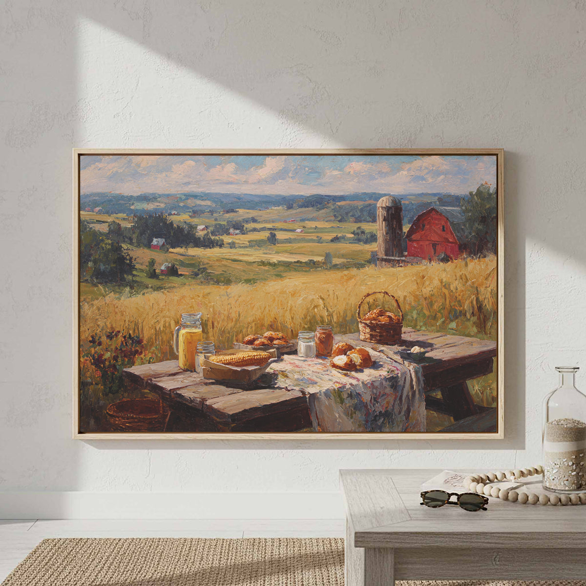 Midwest Farmhouse Still Life Canvas Print – styled room view 3