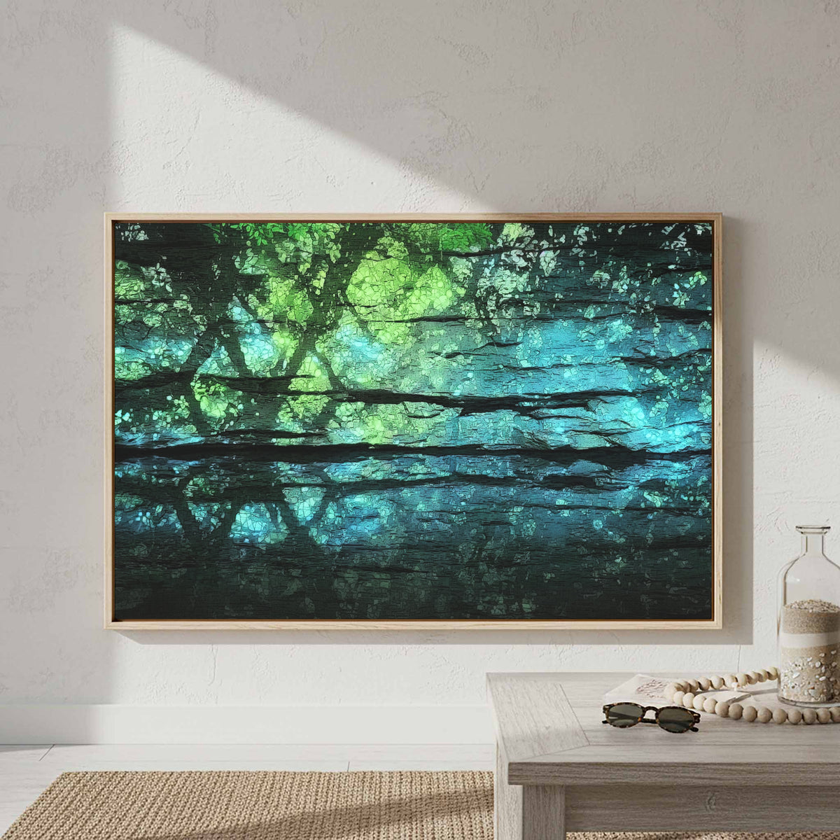 Illuminated Cave Wall Art – styled room view 3
