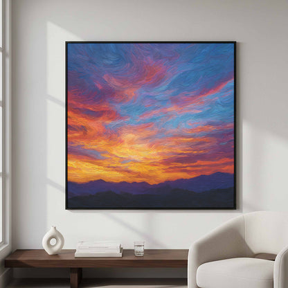 Sunset Sky Canvas Wall Art – styled room view 2