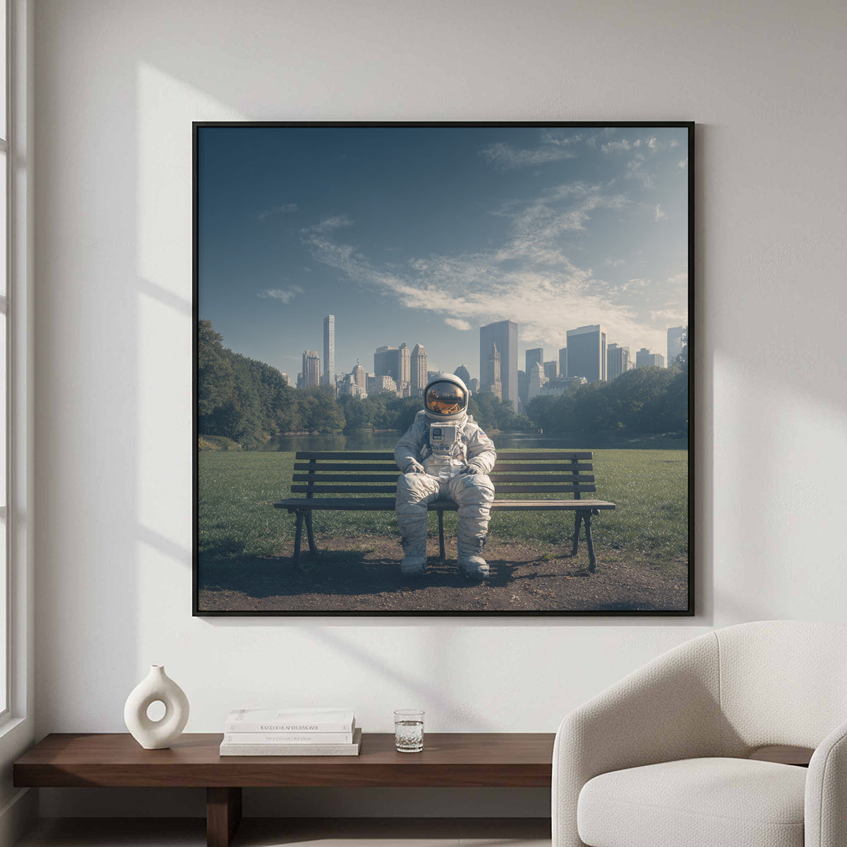 Astronaut Canvas Wall Art – styled room view 3