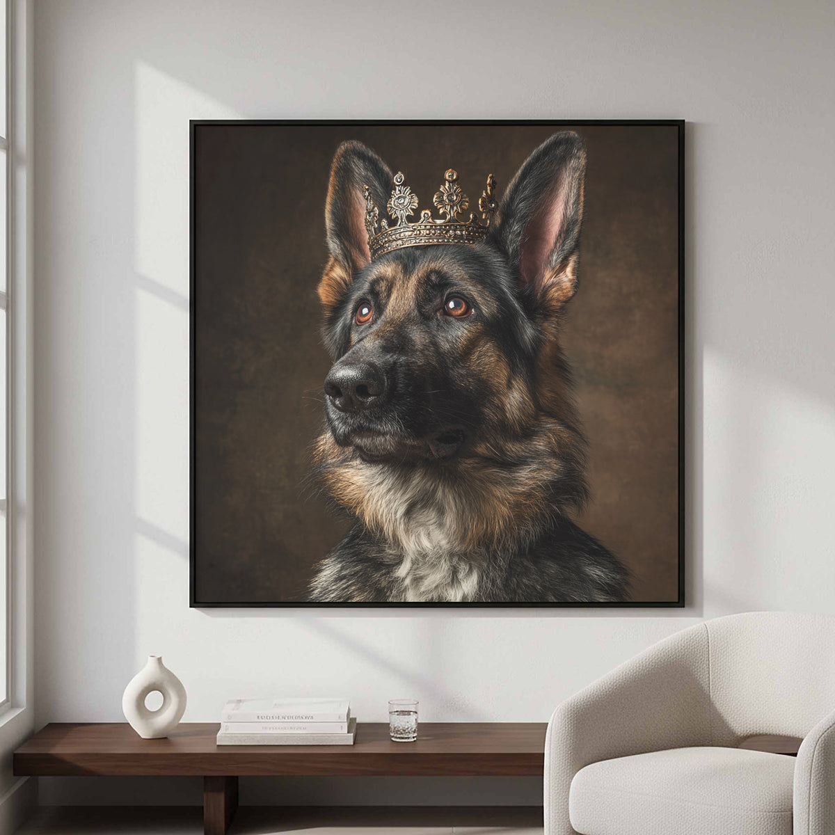 German Shepherd Dog Crown Canvas Print – styled room view 4