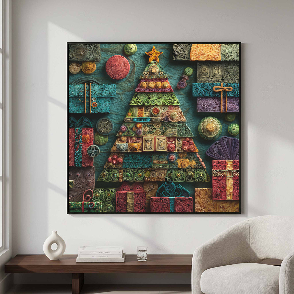 Christmas Tree Wall Art – styled room view 4