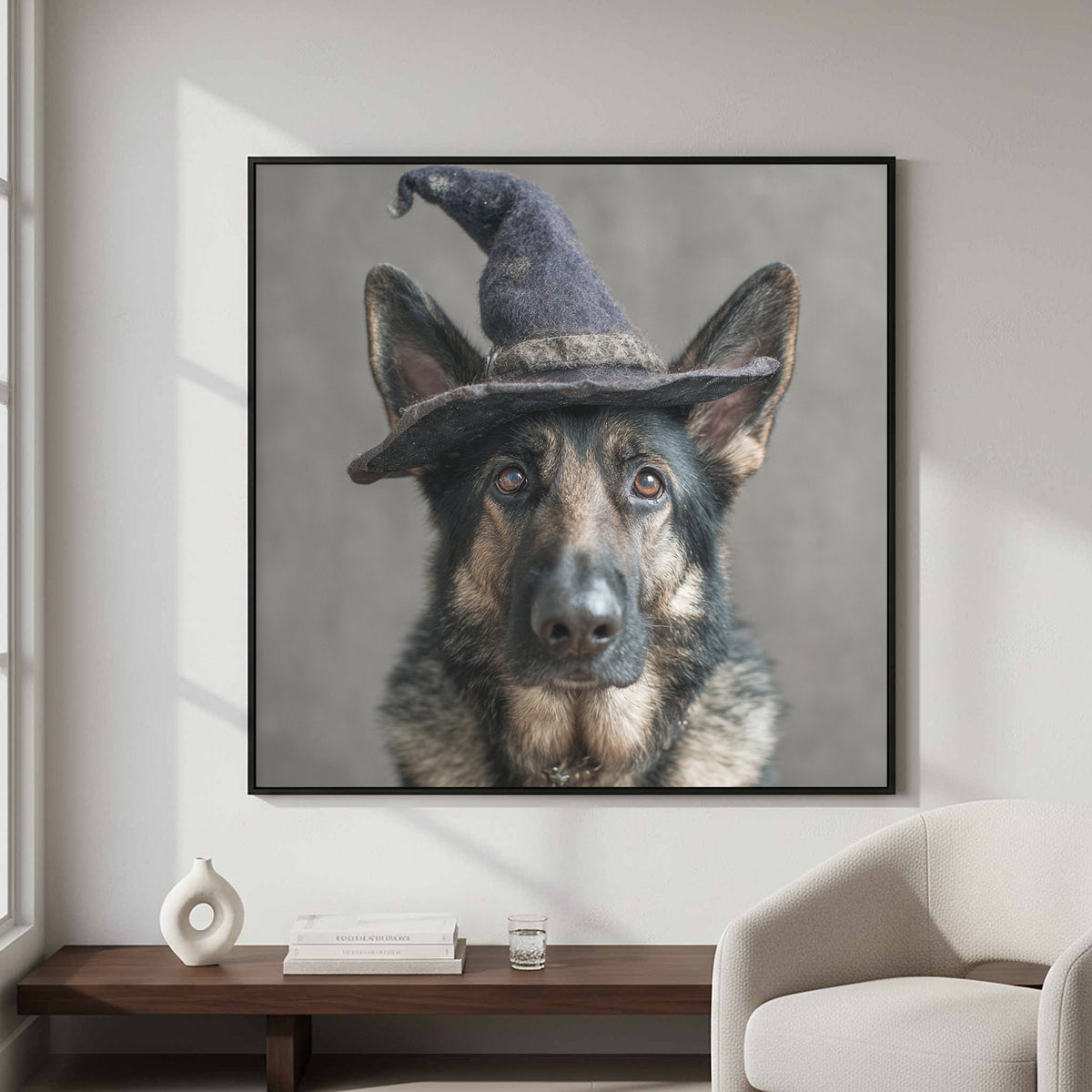 German Shepherd Dog Wizard Hat Canvas Wall Art Print — product image 5