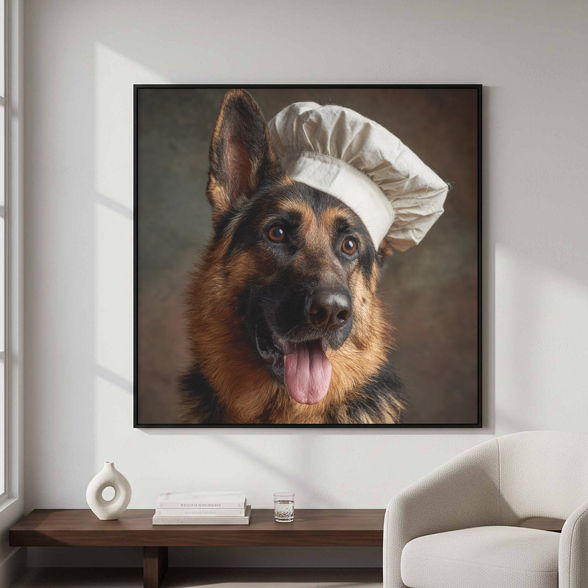 German Shepherd Chef Canvas Print – styled room view 4