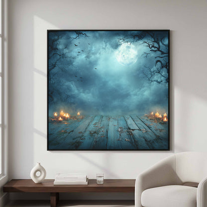 Halloween Moon Canvas Wall Art – styled room view 3